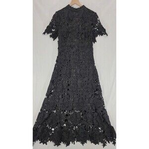 Anewsta Lace Maxi Dress Sheer Black Fairy Goth Gothic Romantic Witchy Event 8/10